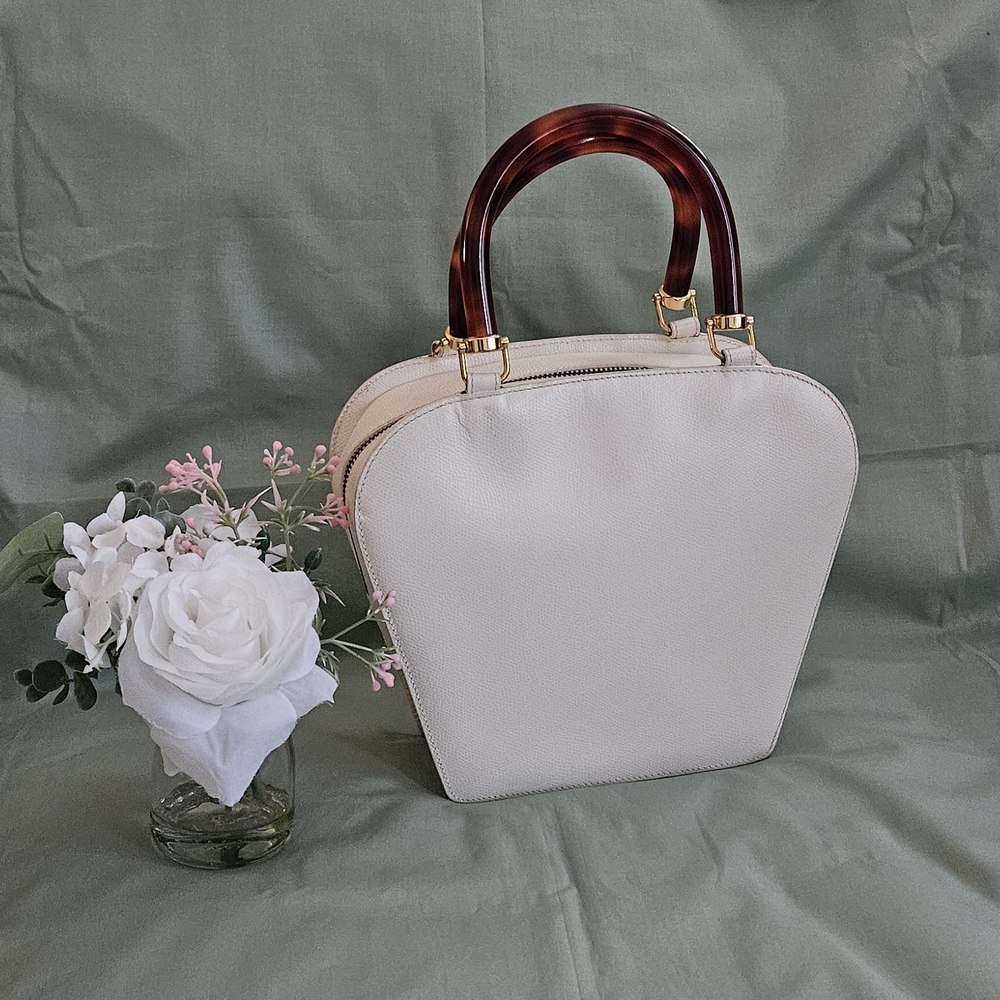 Etro Off-White Leather High-End Luxury Designer Double Handle Handbag (EXCELLENT - Picture 4 of 15